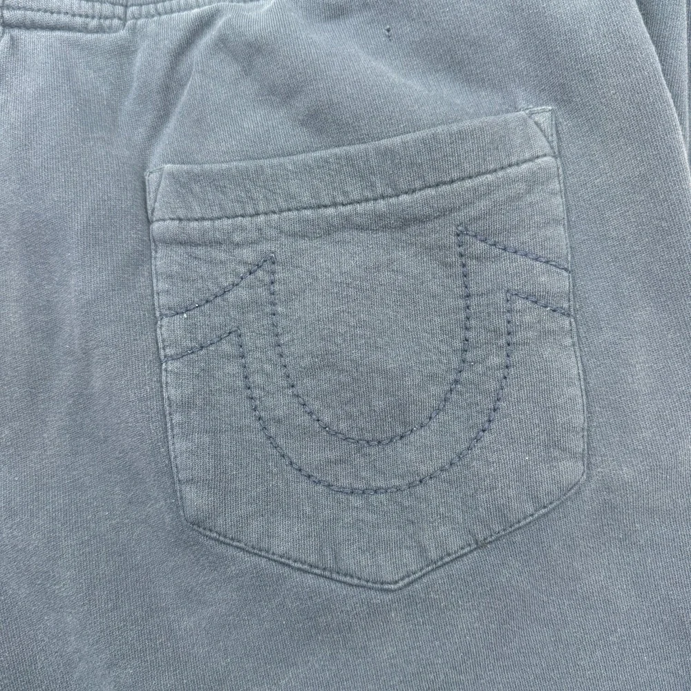 True Religion Jogger Pants Mens Medium Blue Classic Logo Sweatpants Drawstring
